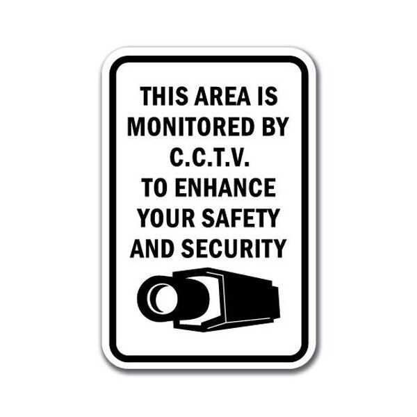 Safety Sign, 12 in Height, Aluminum, Video Surv - C.C.T.V.